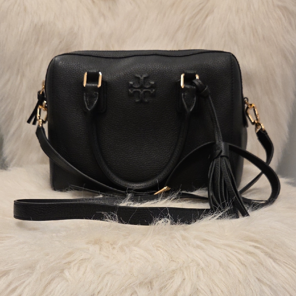 Tory Burch Black Crossbody Bag with Gold Accents